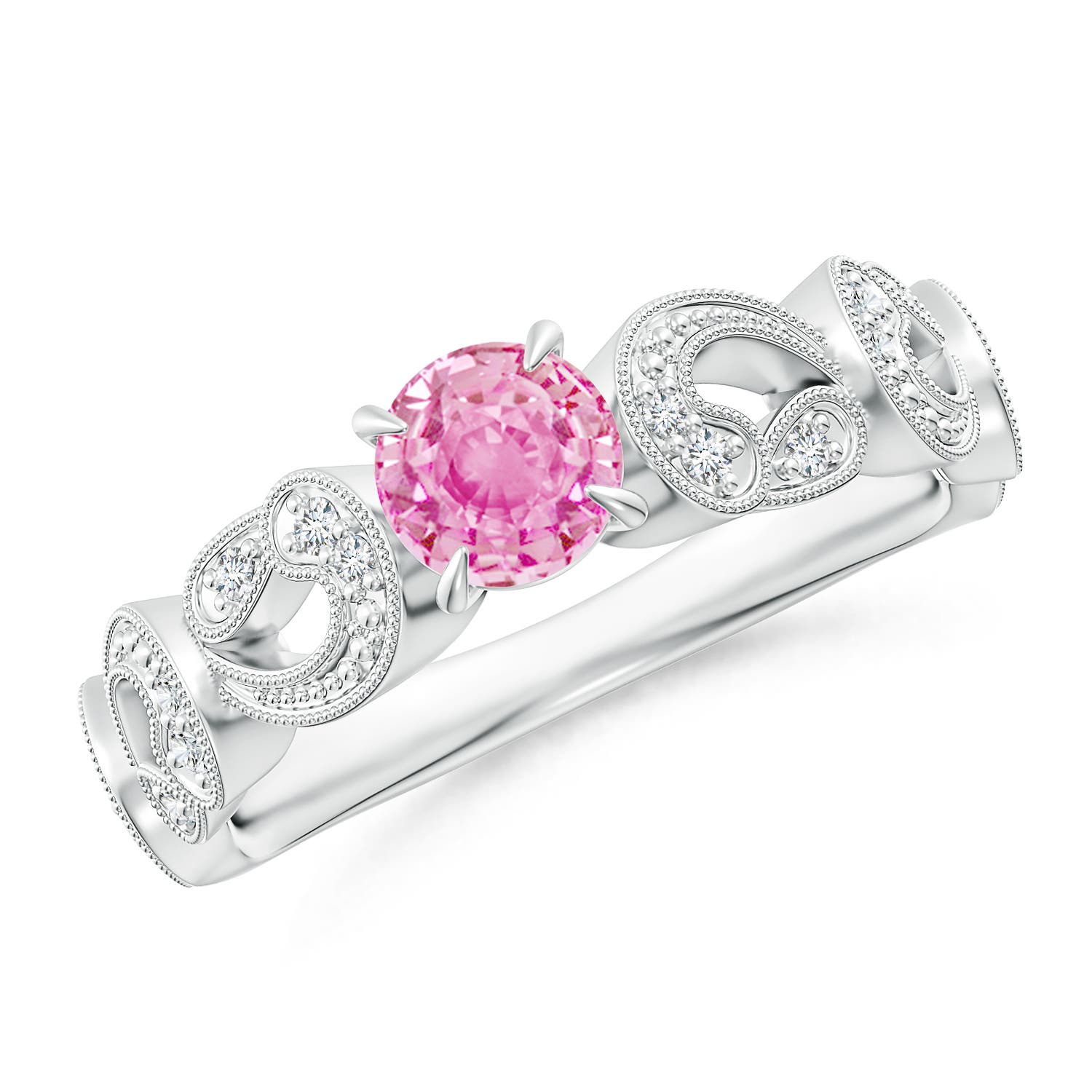 A - Pink Sapphire / 0.71 CT / 14 KT White Gold