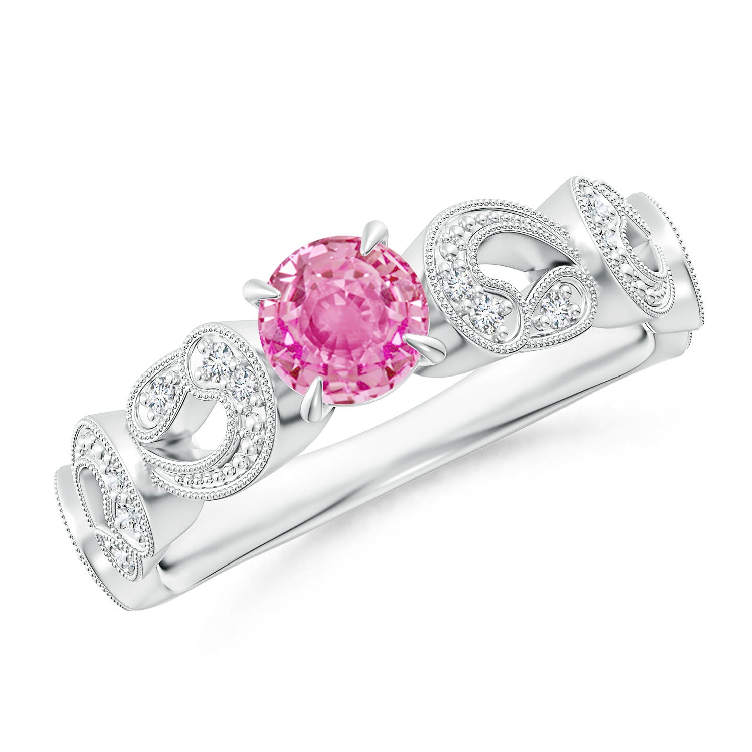 AA - Pink Sapphire / 0.71 CT / 14 KT White Gold