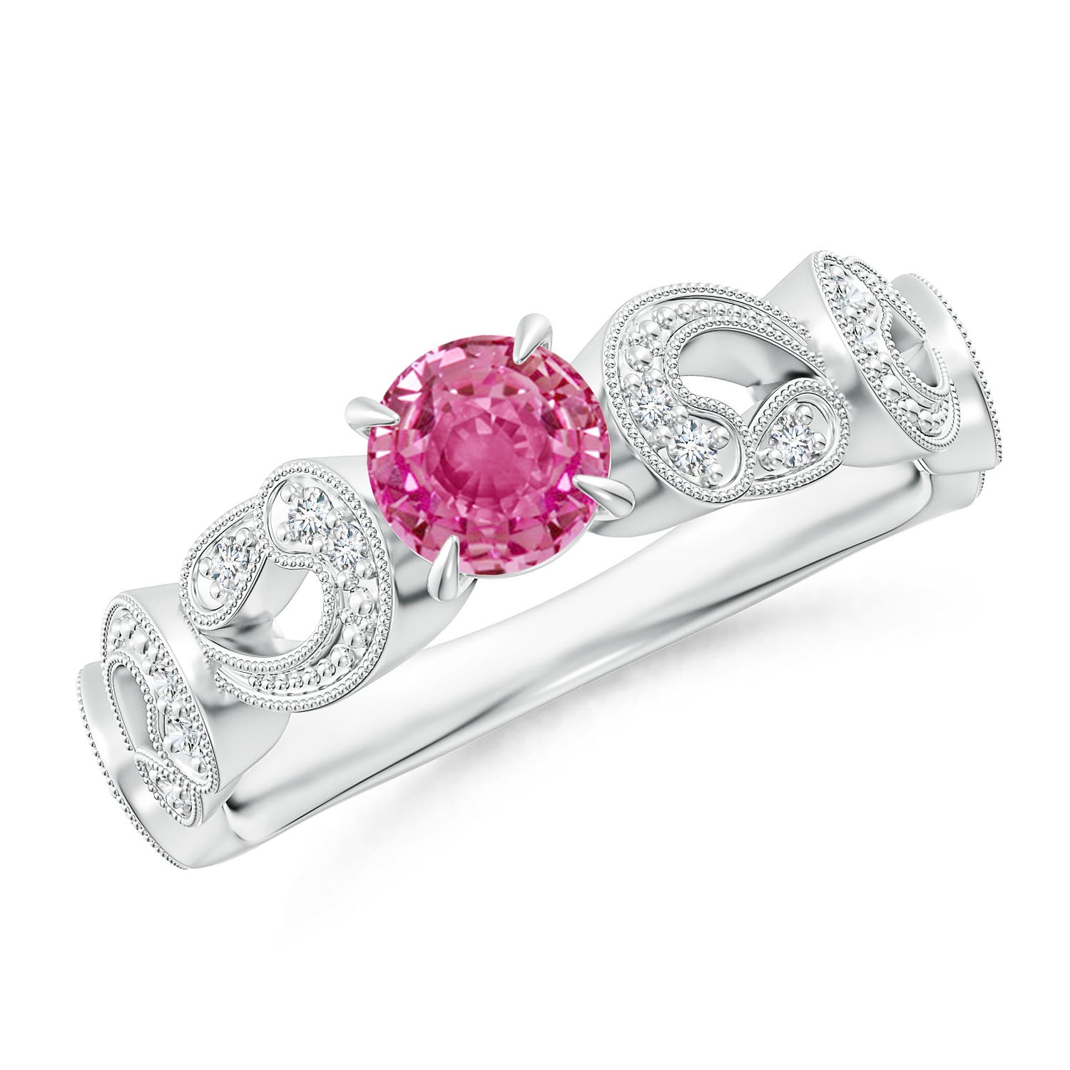 AAA - Pink Sapphire / 0.71 CT / 14 KT White Gold