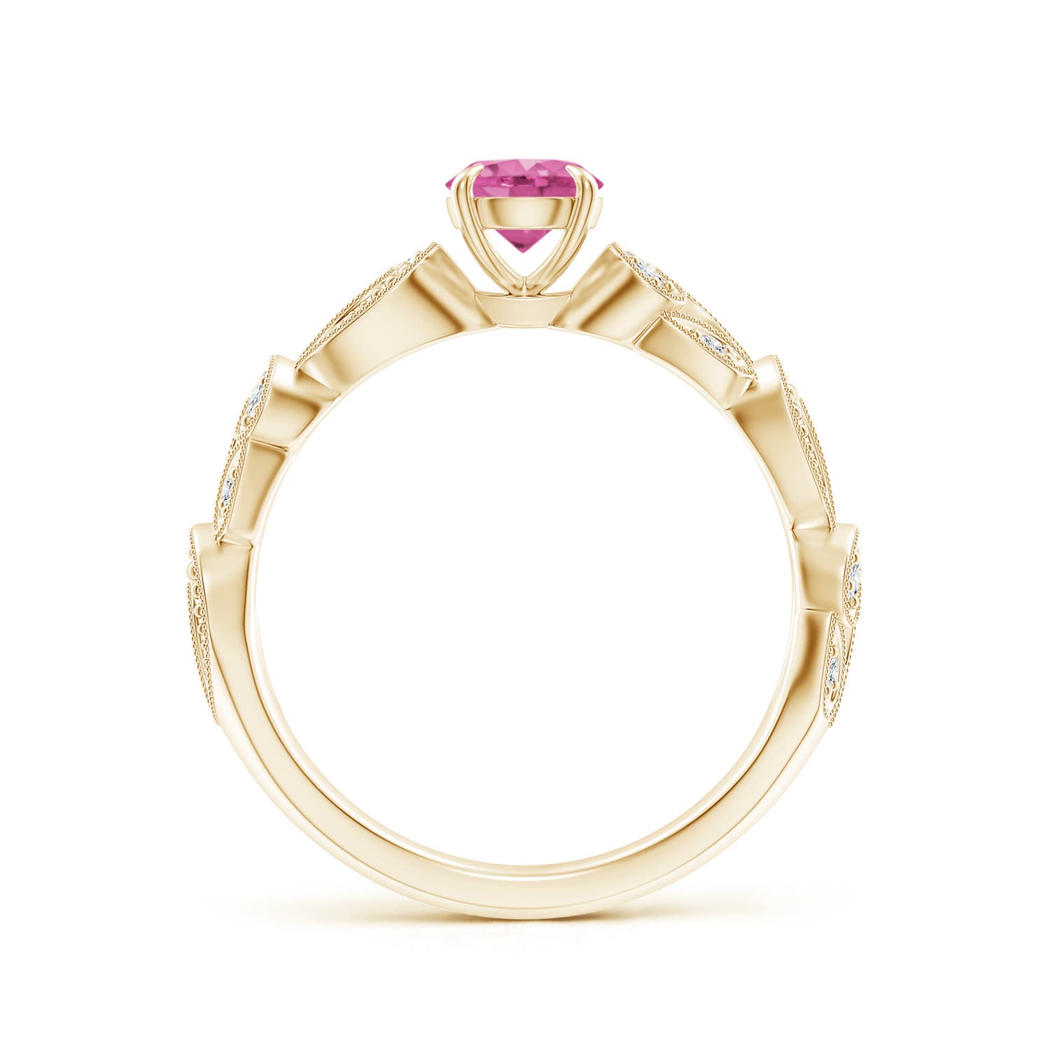 AAA - Pink Sapphire / 0.71 CT / 14 KT Yellow Gold