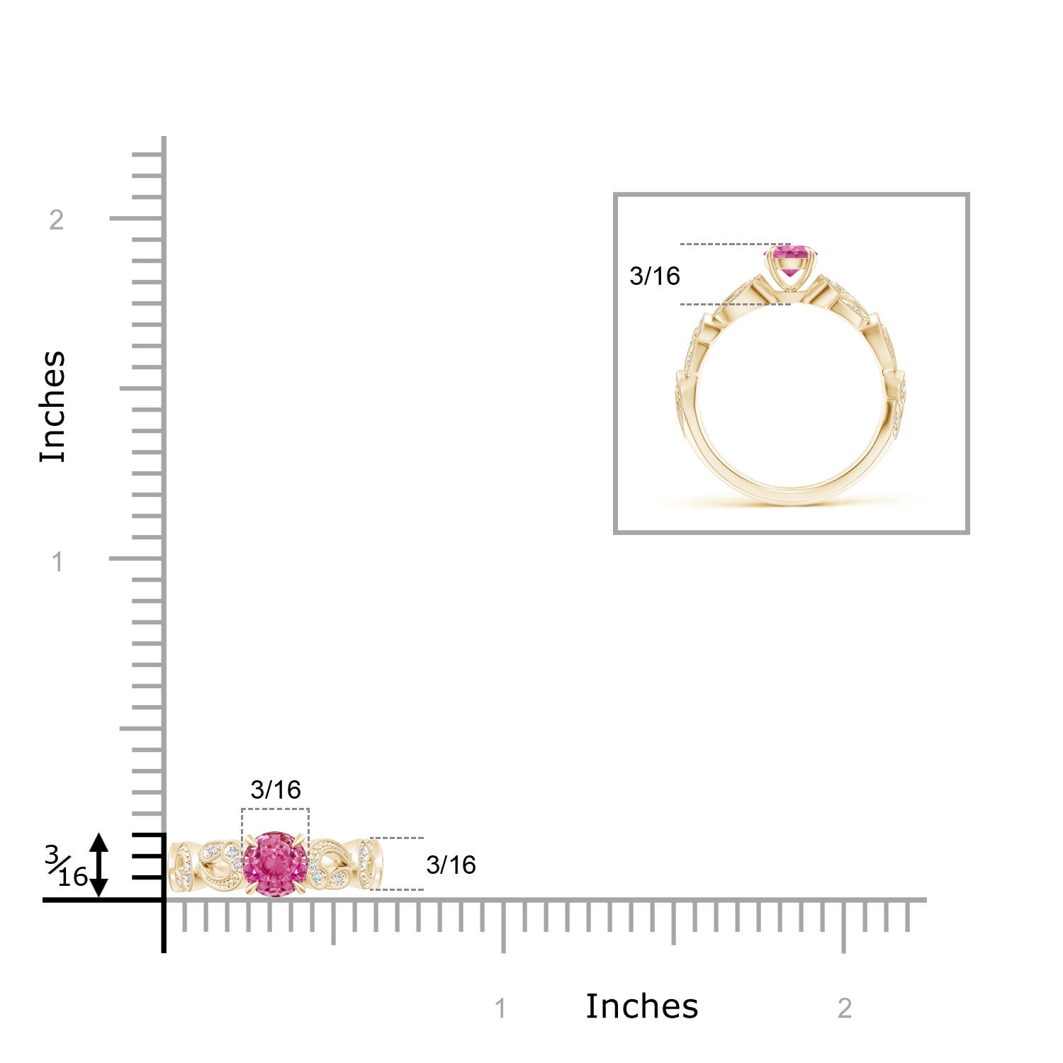 AAA - Pink Sapphire / 0.71 CT / 14 KT Yellow Gold