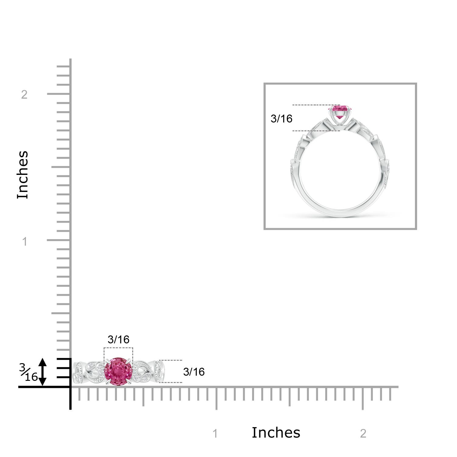 AAAA - Pink Sapphire / 0.71 CT / 14 KT White Gold