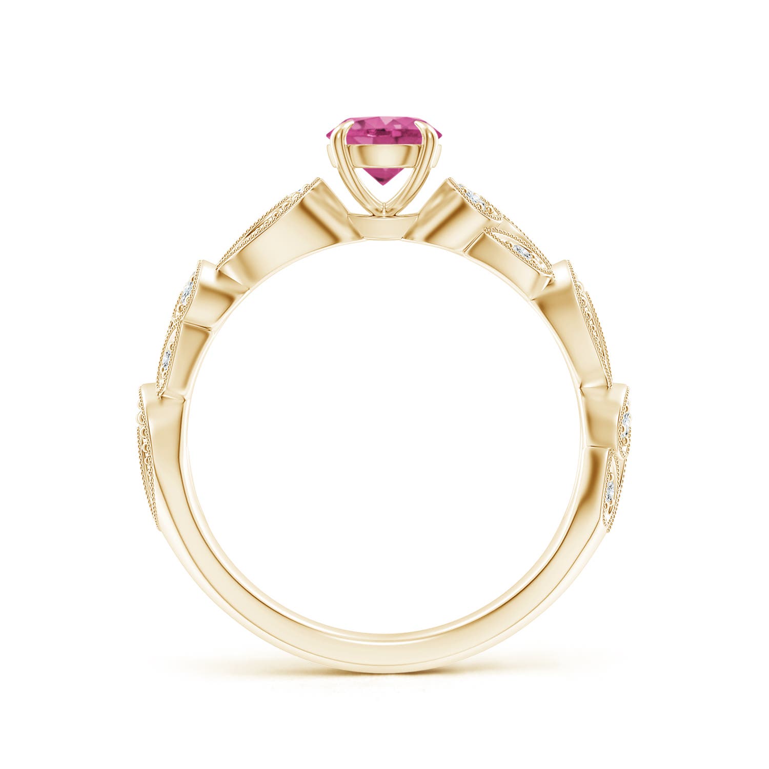 AAAA - Pink Sapphire / 0.71 CT / 14 KT Yellow Gold