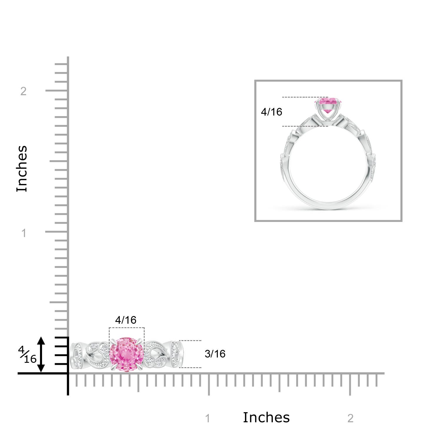 A - Pink Sapphire / 1.11 CT / 14 KT White Gold