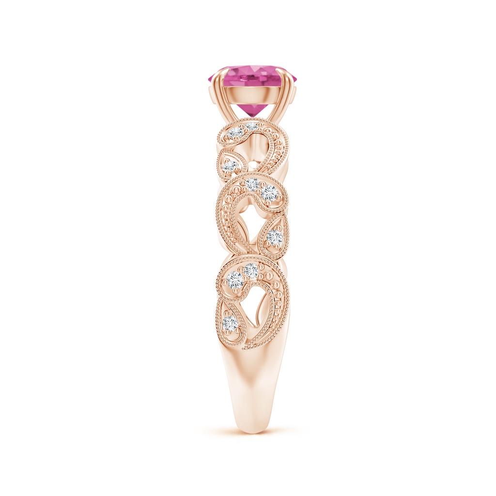 6mm AAA Nature Inspired Pink Sapphire & Diamond Filigree Ring in Rose Gold Product Image