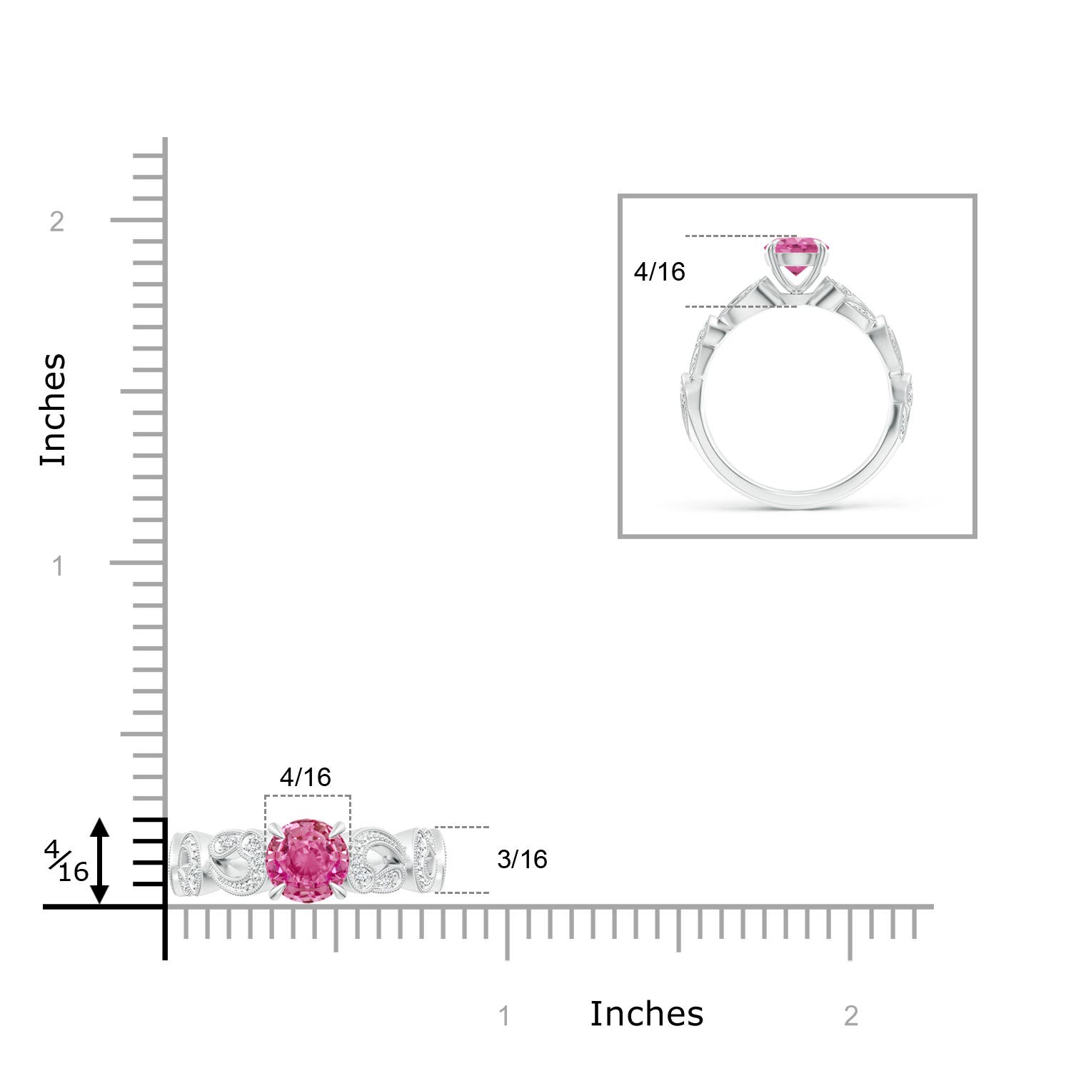 AAA - Pink Sapphire / 1.11 CT / 14 KT White Gold