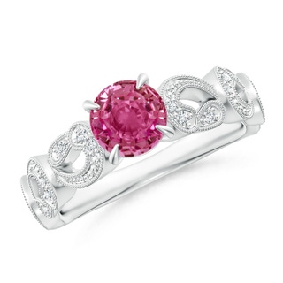 6mm AAAA Nature Inspired Pink Sapphire & Diamond Filigree Ring in P950 Platinum