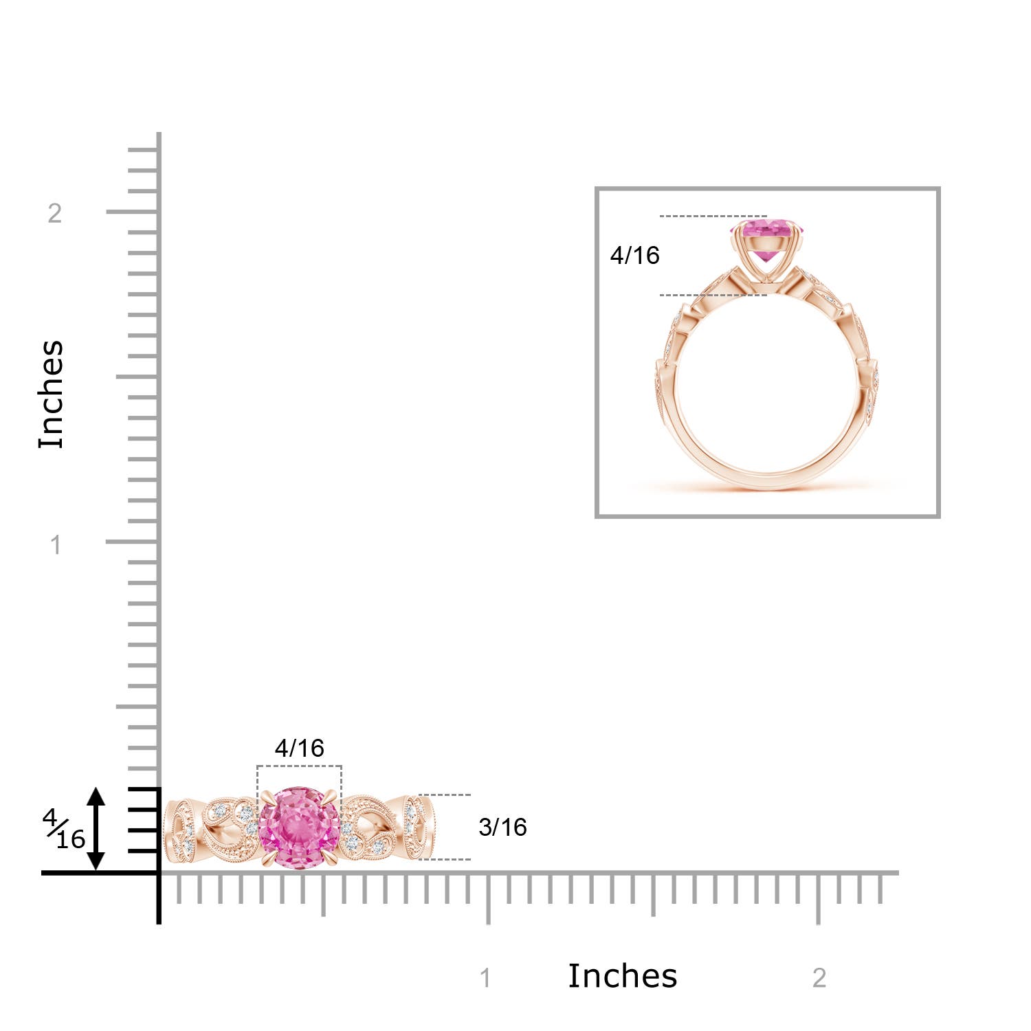 AA - Pink Sapphire / 1.71 CT / 14 KT Rose Gold