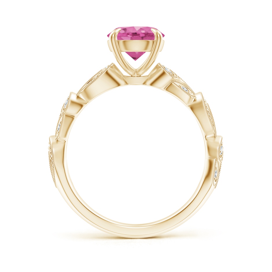 7mm AAA Nature Inspired Pink Sapphire & Diamond Filigree Ring in Yellow Gold product image