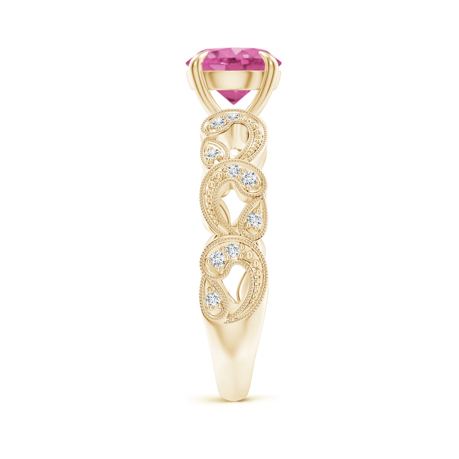 7mm AAA Nature Inspired Pink Sapphire & Diamond Filigree Ring in Yellow Gold product image