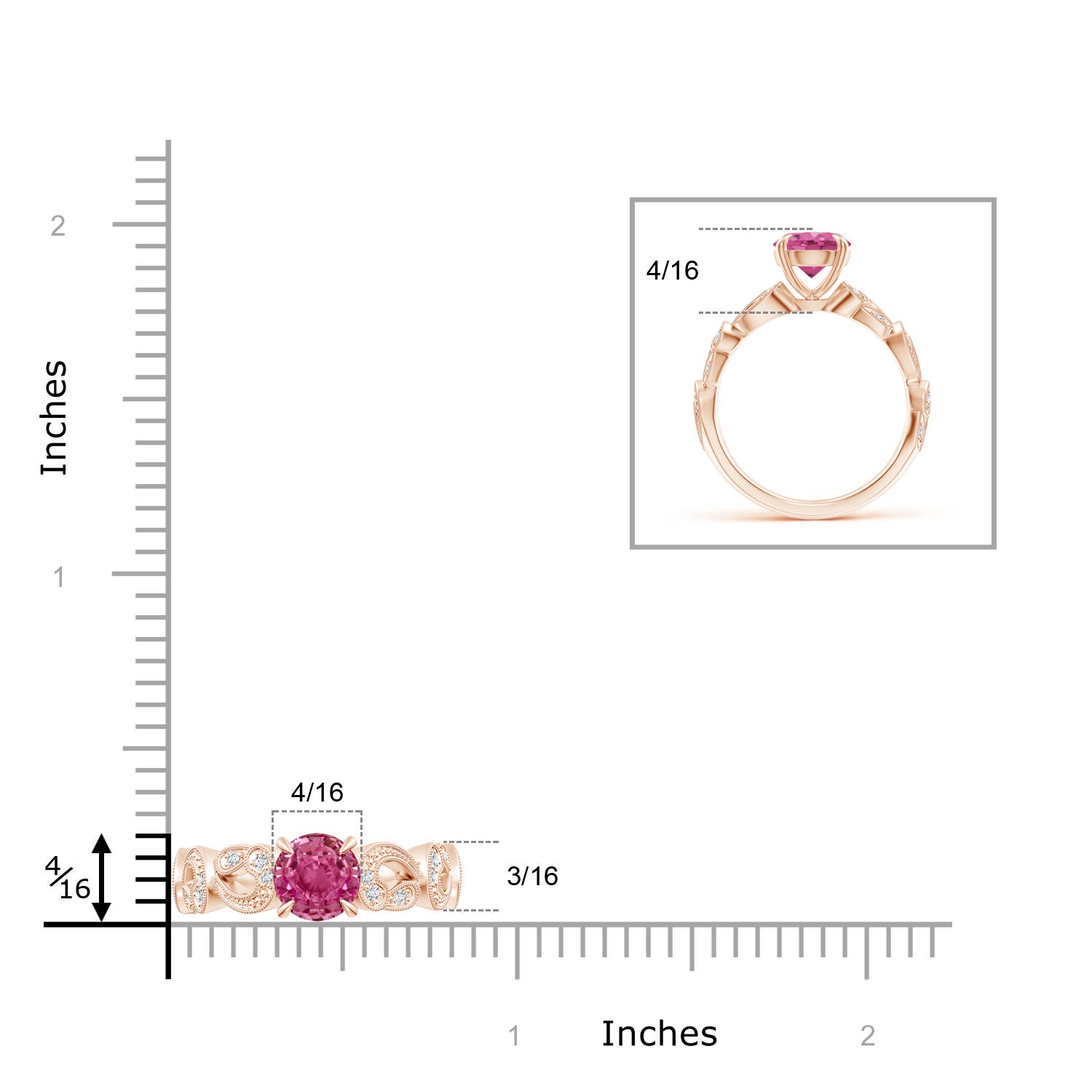 AAAA - Pink Sapphire / 1.71 CT / 14 KT Rose Gold