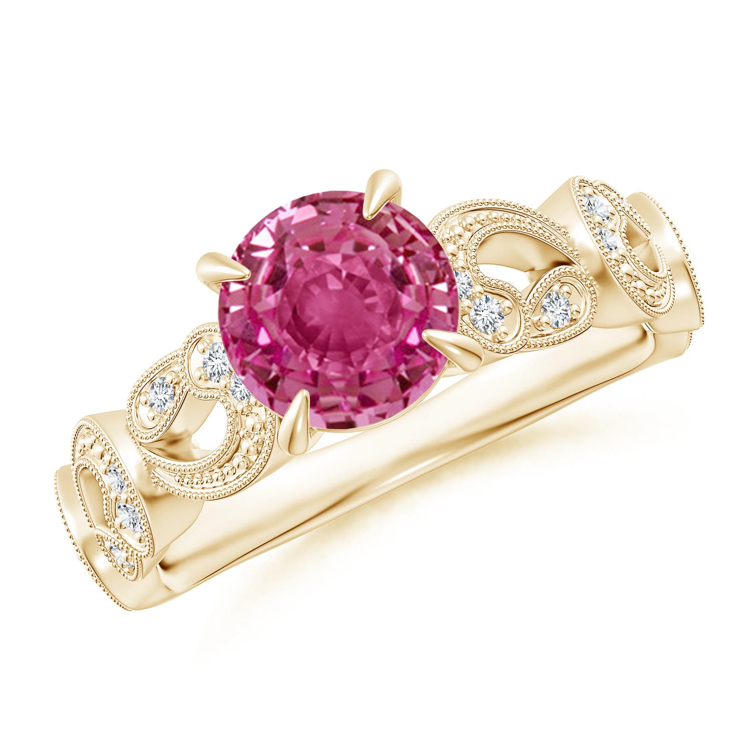 AAAA - Pink Sapphire / 1.71 CT / 14 KT Yellow Gold