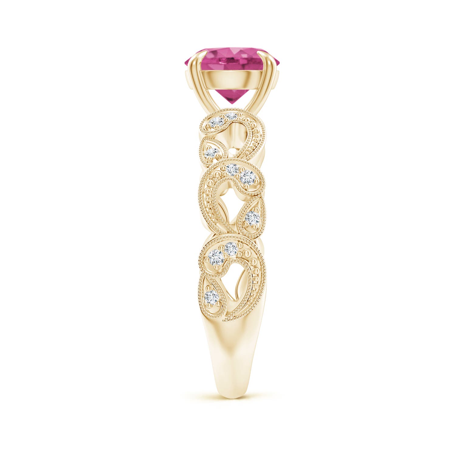 AAAA - Pink Sapphire / 1.71 CT / 14 KT Yellow Gold