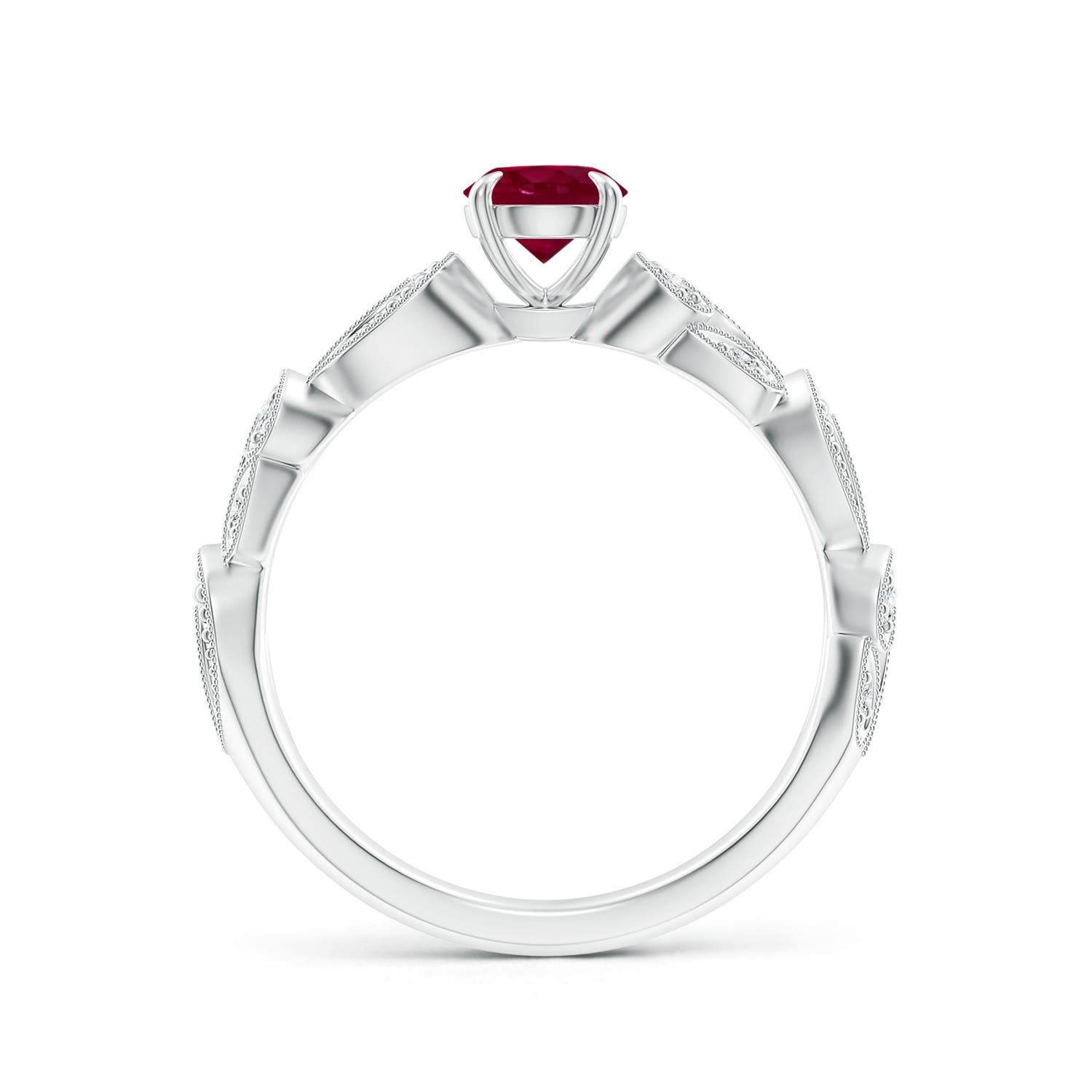 A - Ruby / 0.71 CT / 14 KT White Gold