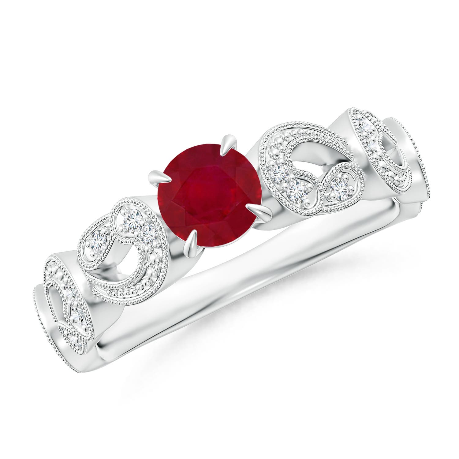 AA - Ruby / 0.71 CT / 14 KT White Gold