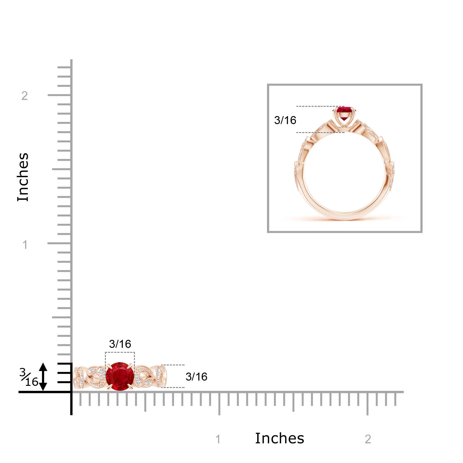 AAA - Ruby / 0.71 CT / 14 KT Rose Gold