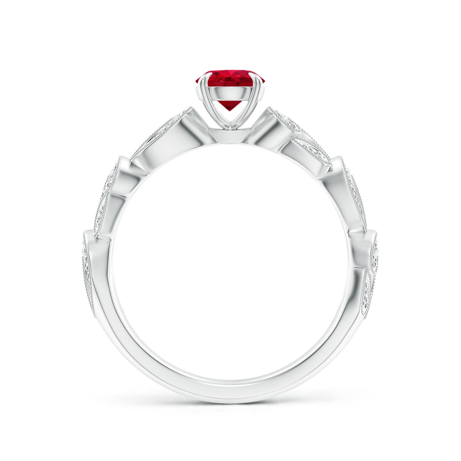 AAA - Ruby / 0.71 CT / 14 KT White Gold