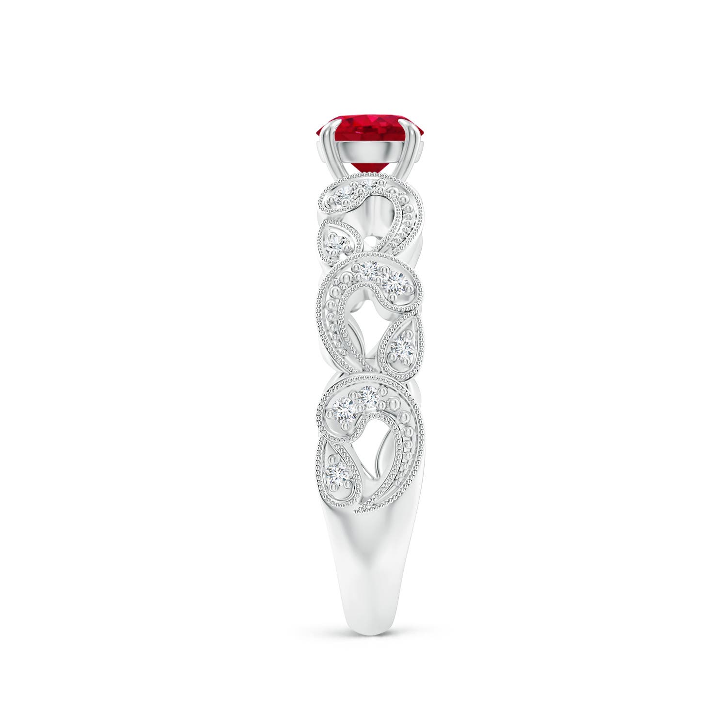 AAA - Ruby / 0.71 CT / 14 KT White Gold