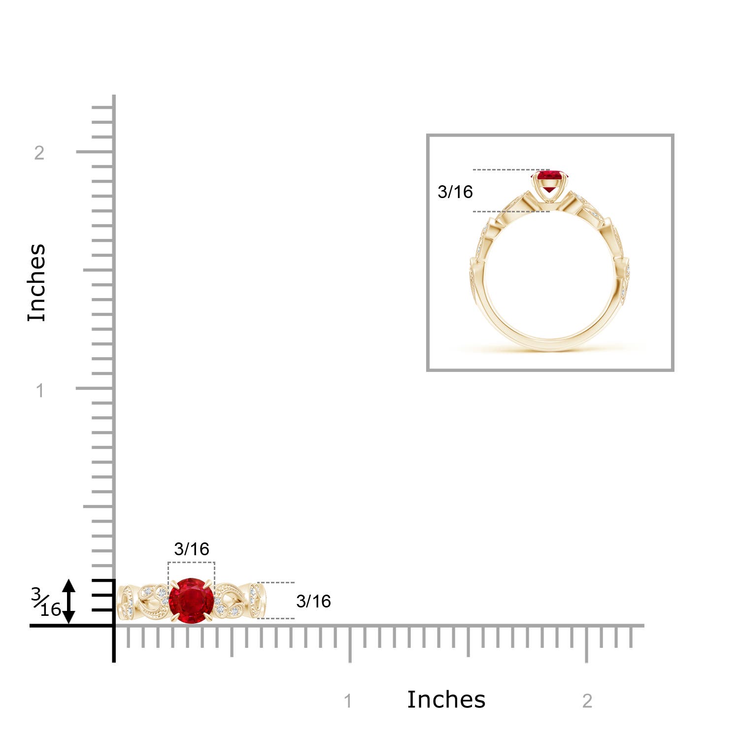 AAA - Ruby / 0.71 CT / 14 KT Yellow Gold