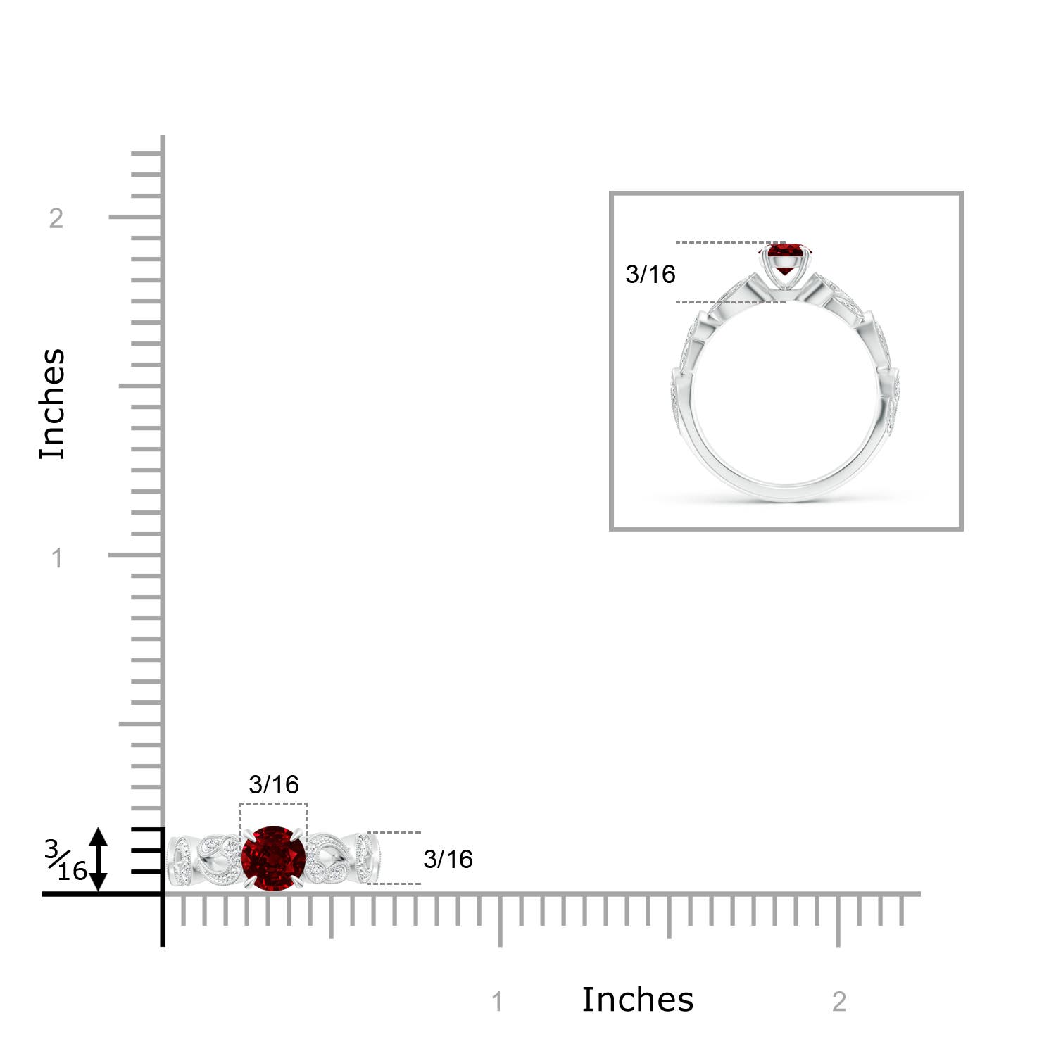 AAAA - Ruby / 0.71 CT / 14 KT White Gold