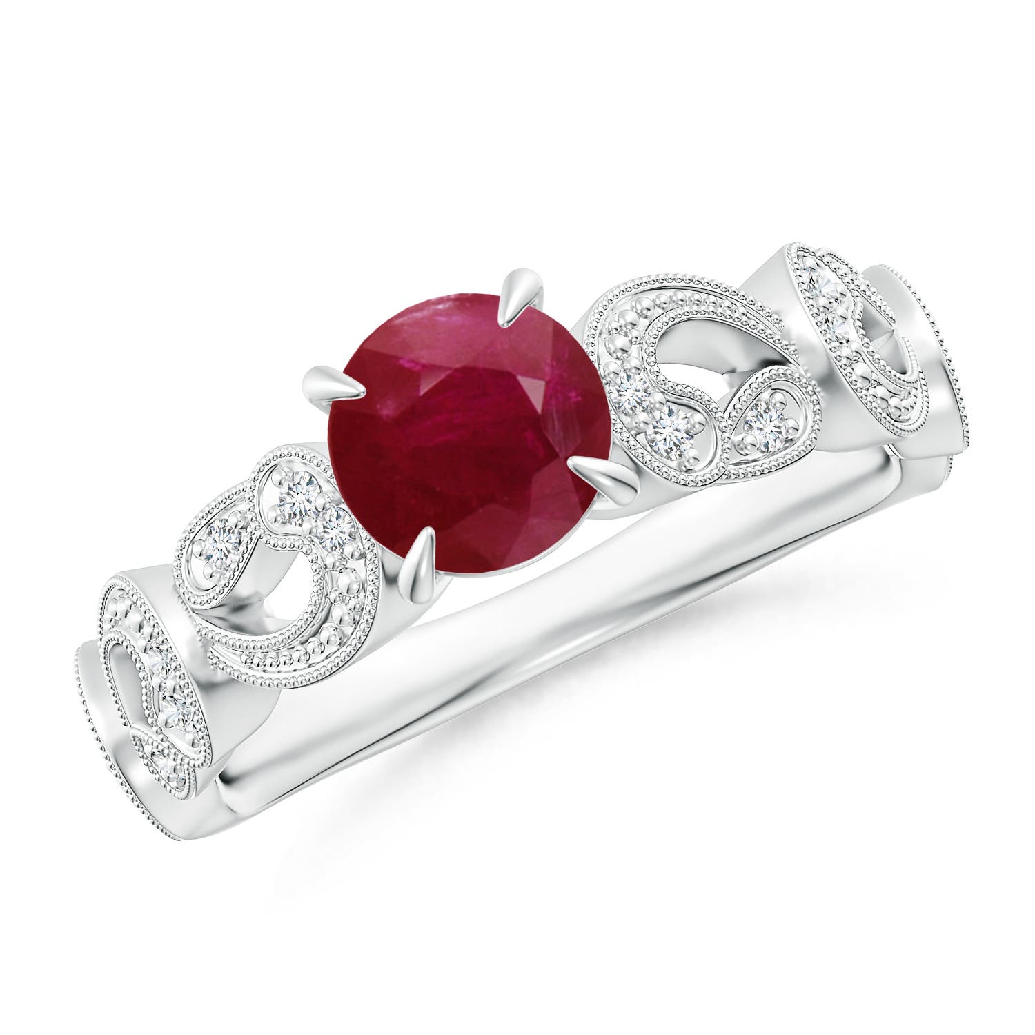 A - Ruby / 1.11 CT / 14 KT White Gold