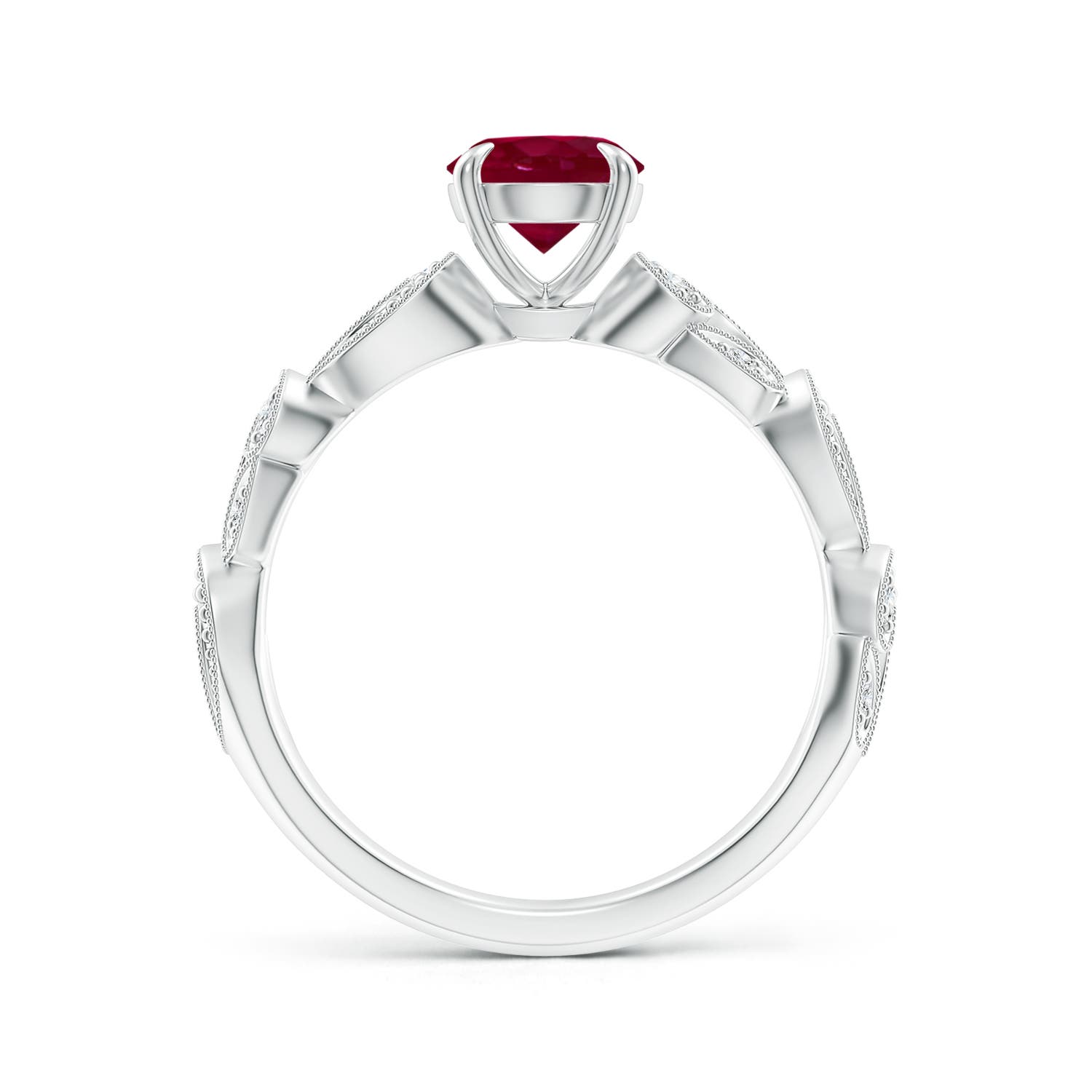 A - Ruby / 1.11 CT / 14 KT White Gold