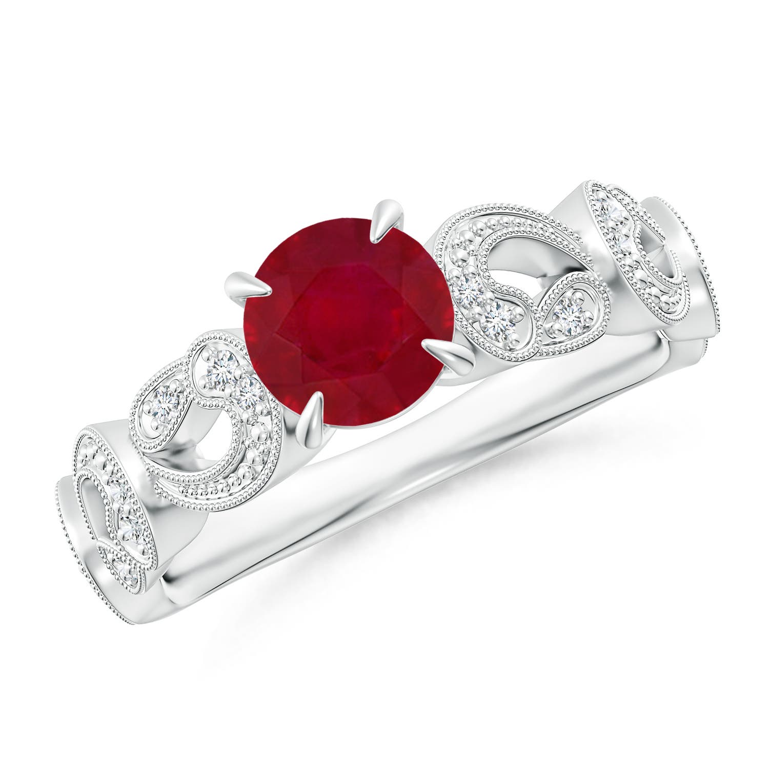 AA - Ruby / 1.11 CT / 14 KT White Gold