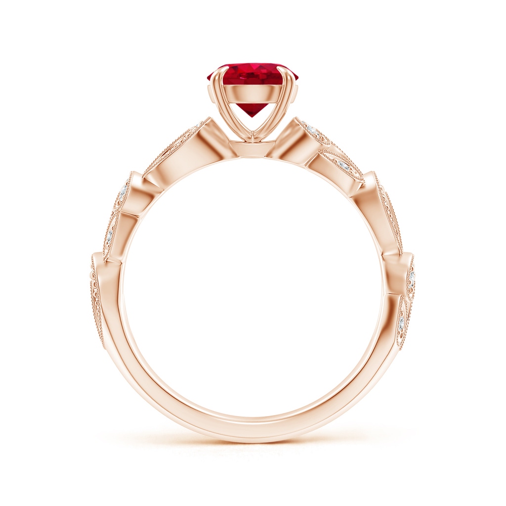 6mm AAA Nature Inspired Ruby & Diamond Filigree Ring in Rose Gold Product Image