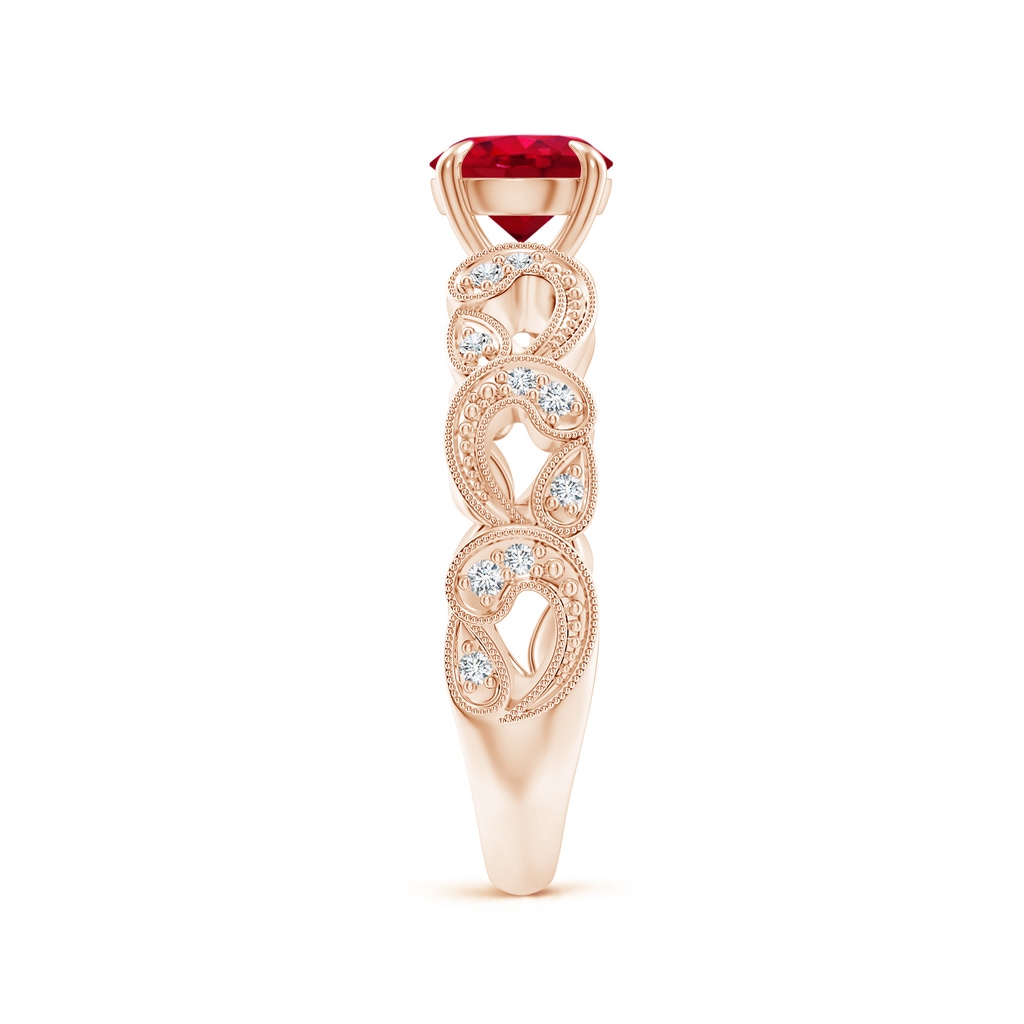 6mm AAA Nature Inspired Ruby & Diamond Filigree Ring in Rose Gold Product Image