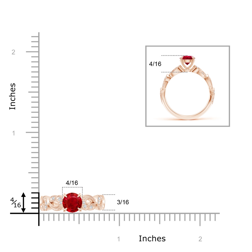 6mm AAA Nature Inspired Ruby & Diamond Filigree Ring in Rose Gold Product Image
