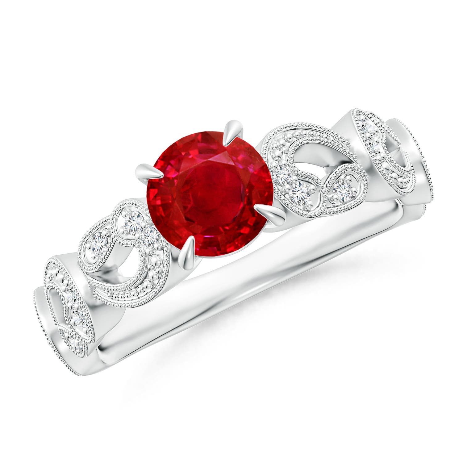 AAA - Ruby / 1.11 CT / 14 KT White Gold