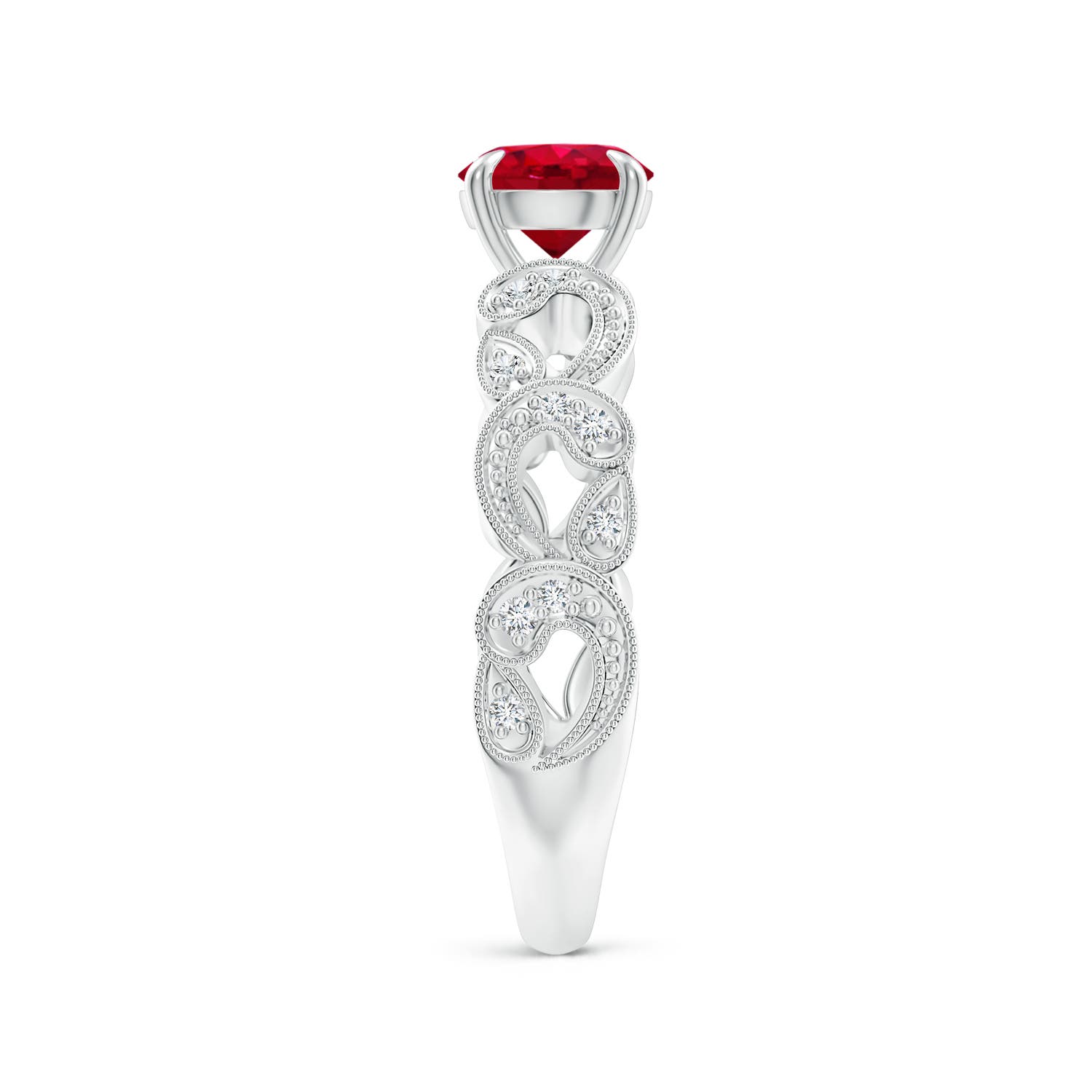 AAA - Ruby / 1.11 CT / 14 KT White Gold