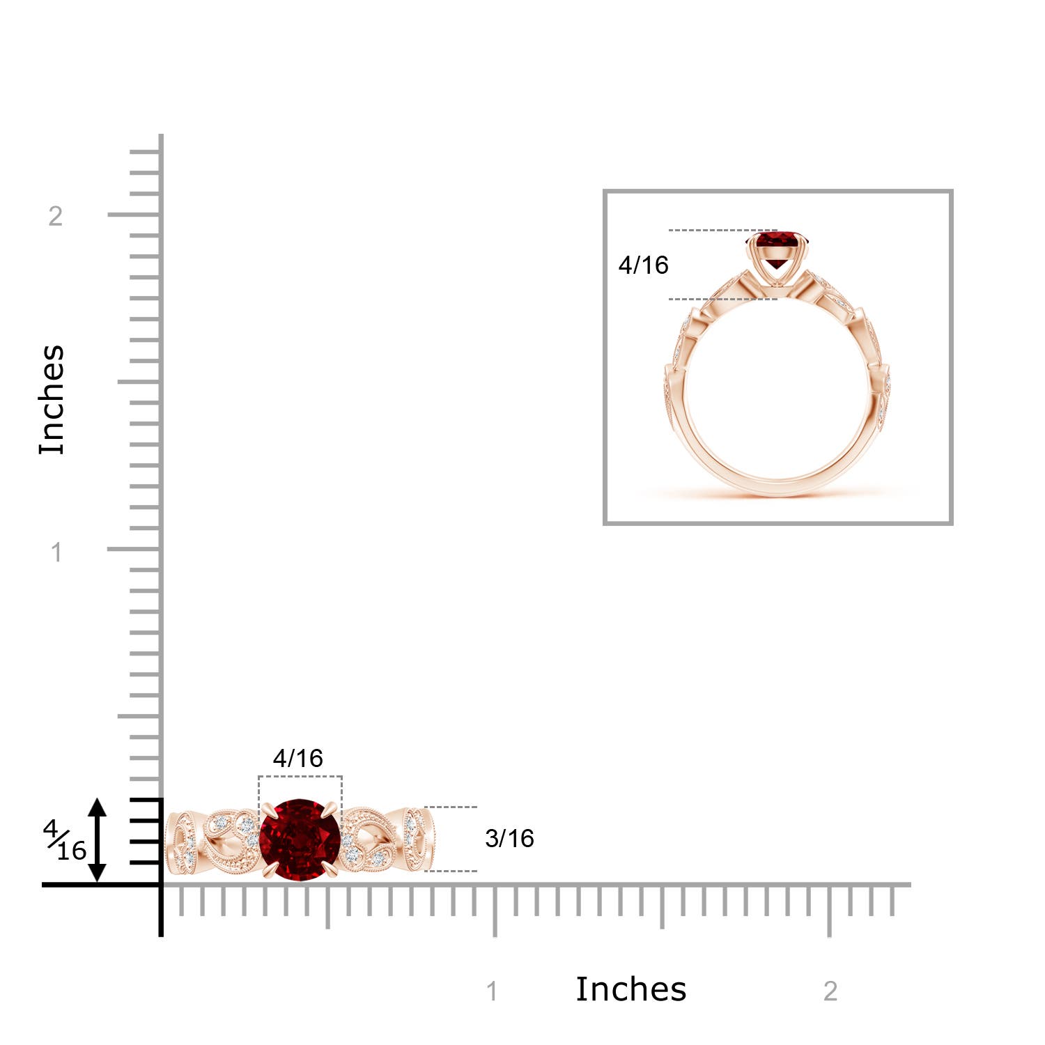 AAAA - Ruby / 1.11 CT / 14 KT Rose Gold