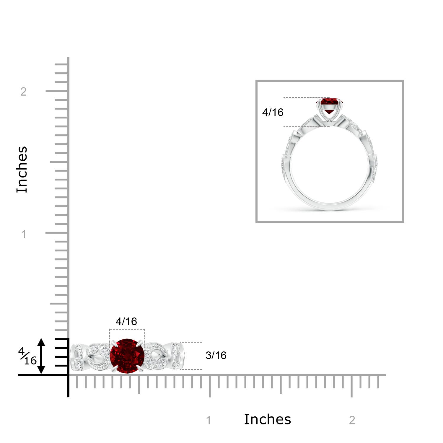 AAAA - Ruby / 1.11 CT / 14 KT White Gold