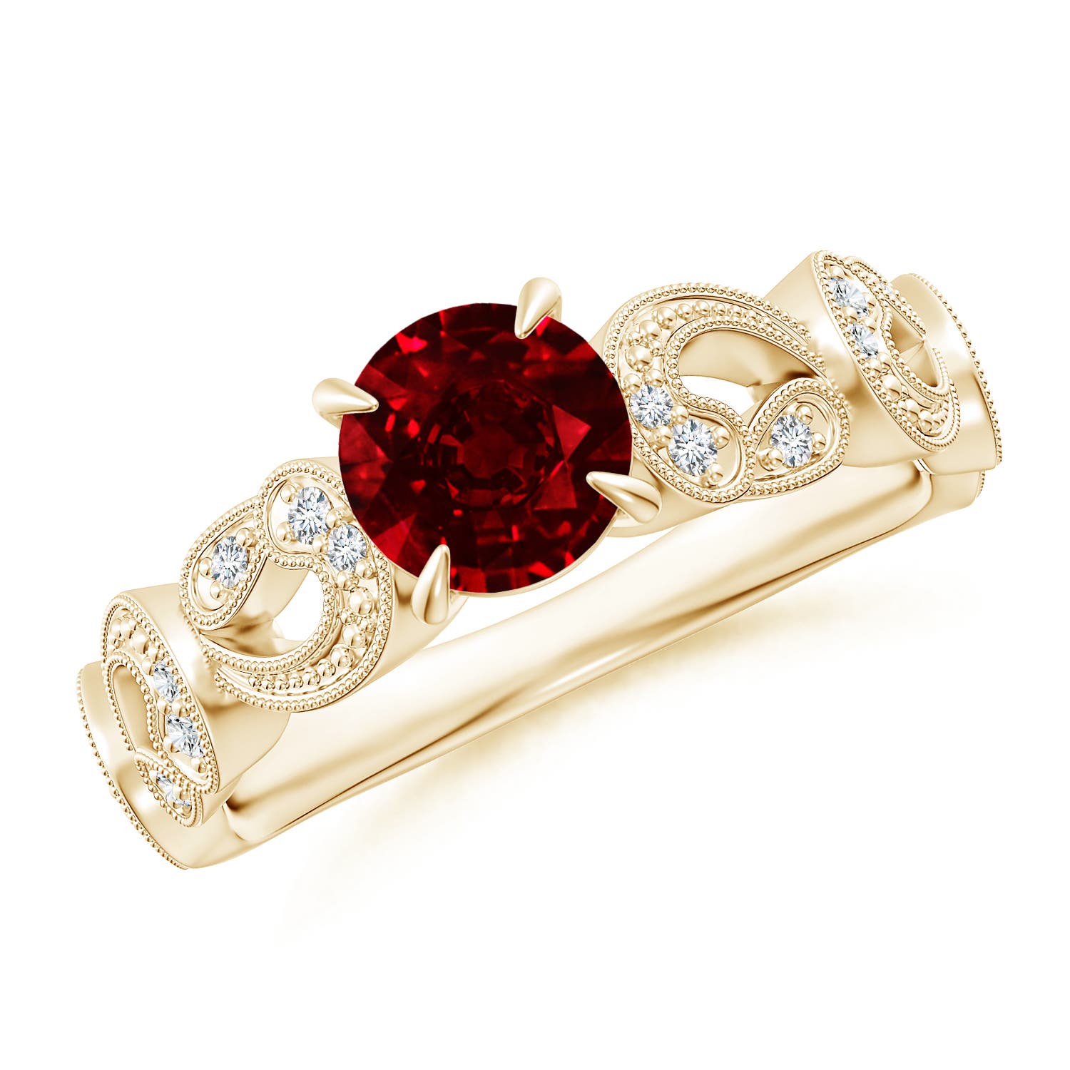 AAAA - Ruby / 1.11 CT / 14 KT Yellow Gold