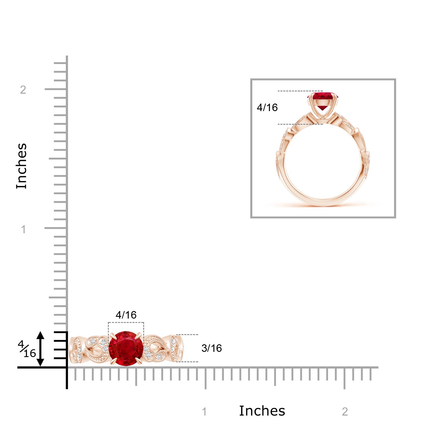 AAA - Ruby / 1.51 CT / 14 KT Rose Gold