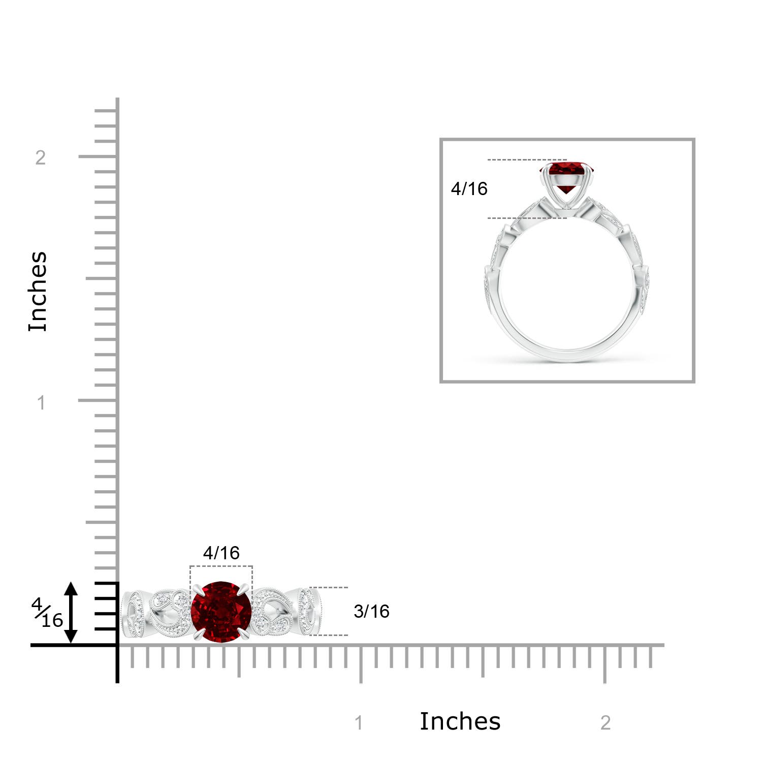 AAAA - Ruby / 1.51 CT / 14 KT White Gold