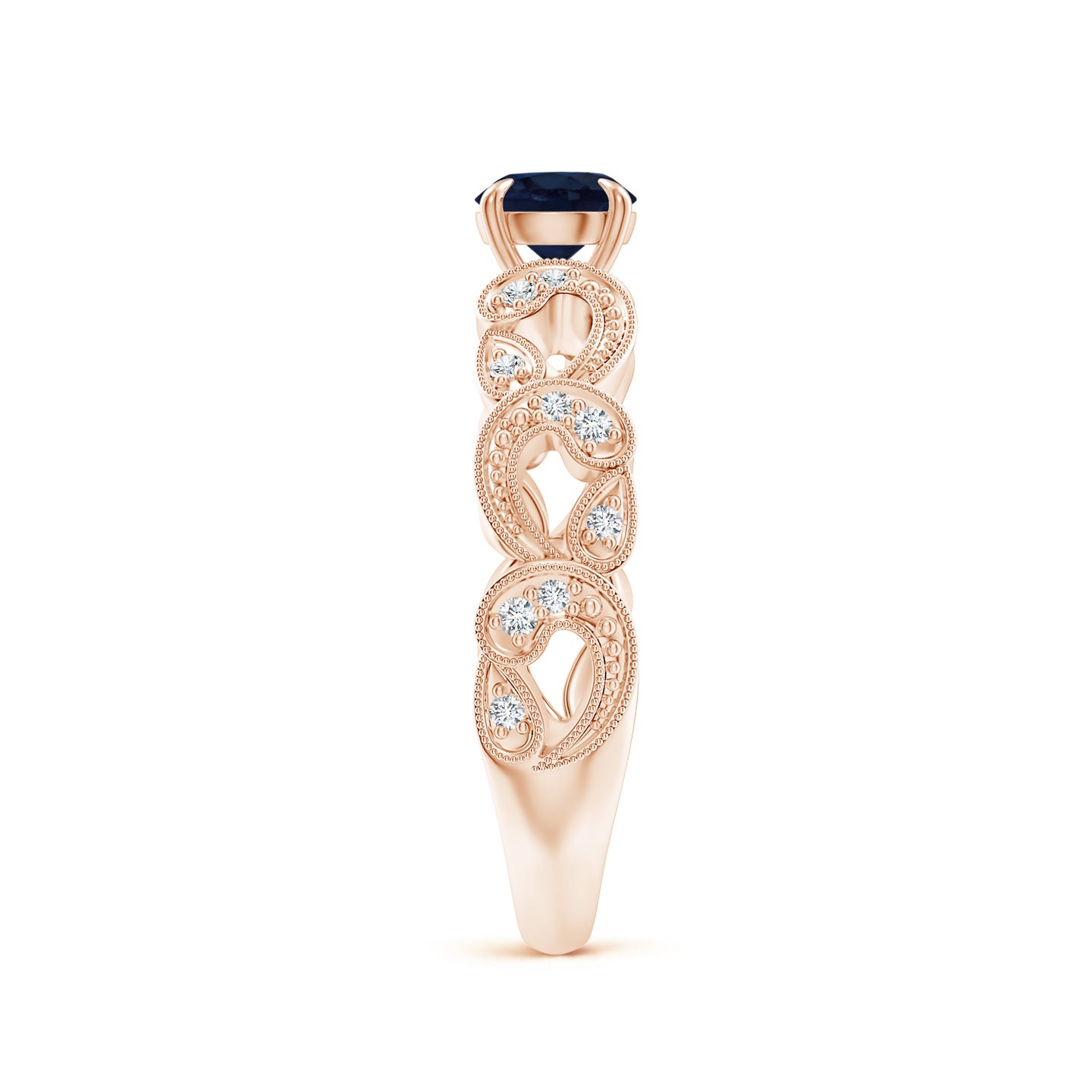 Nature Inspired Blue Sapphire & Diamond Filigree Ring