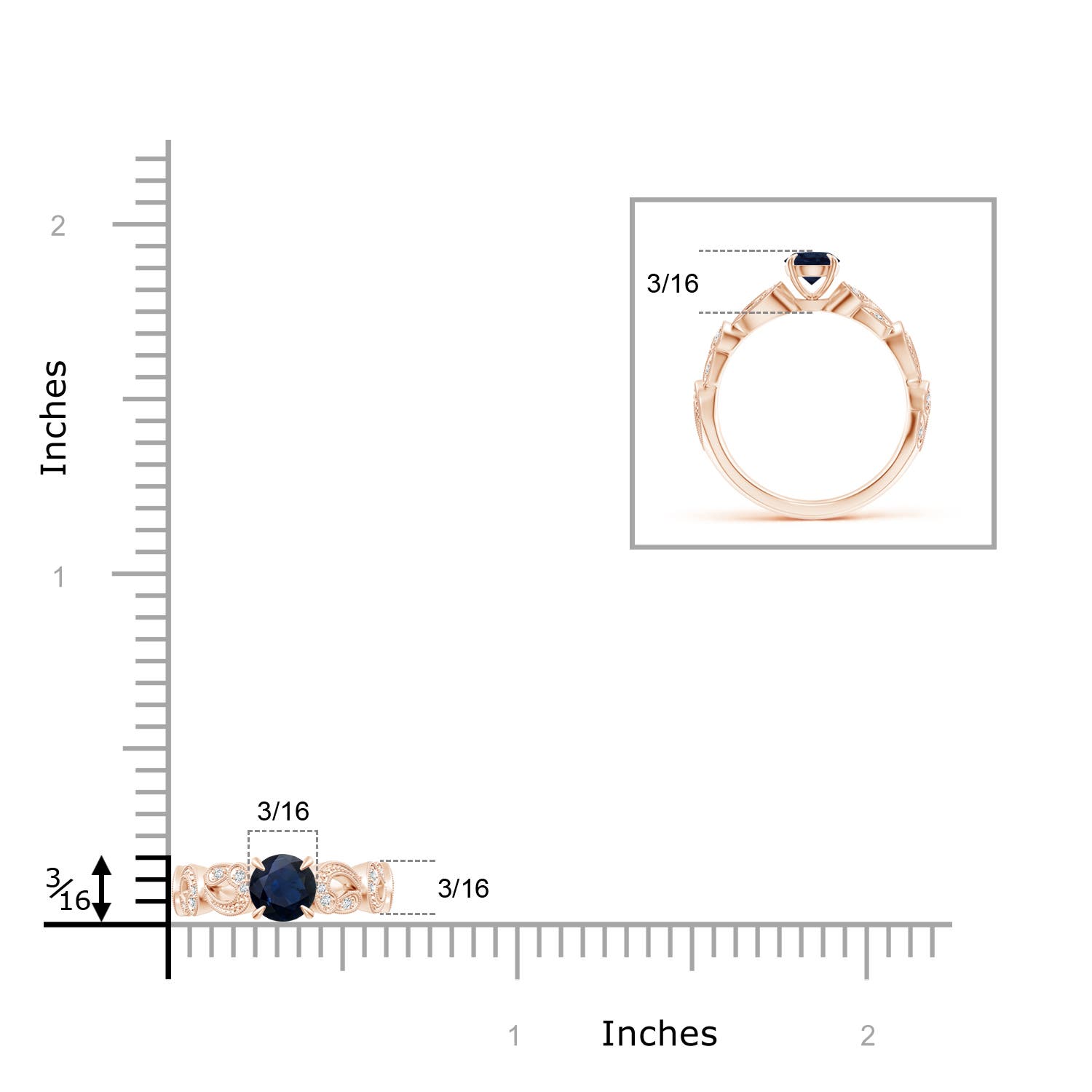 A - Blue Sapphire / 0.71 CT / 14 KT Rose Gold