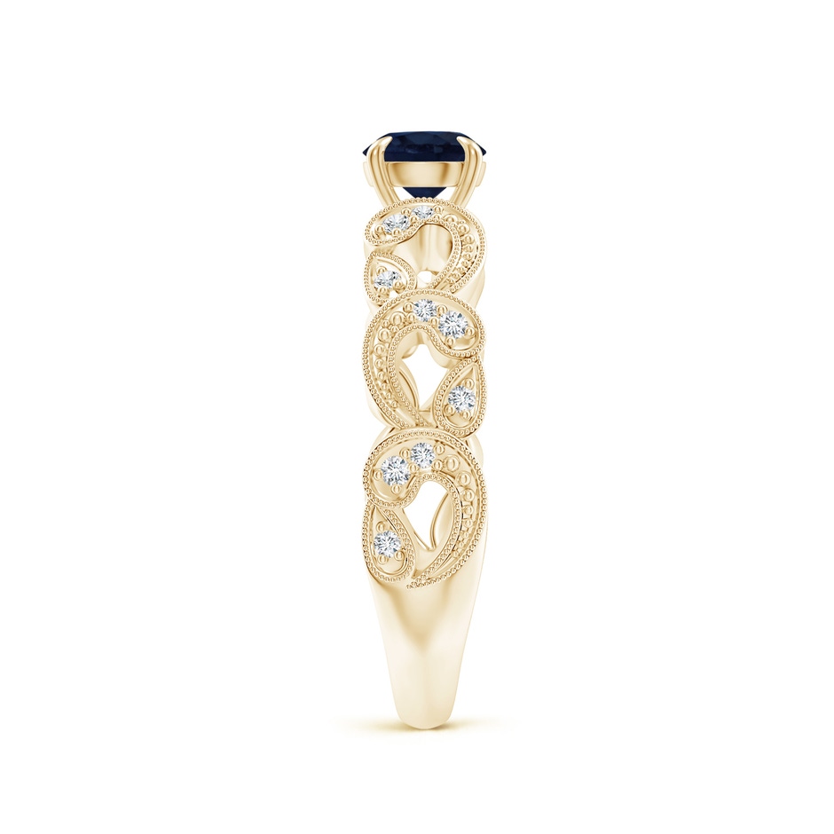 5mm A Nature Inspired Blue Sapphire & Diamond Filigree Ring in Yellow Gold product image