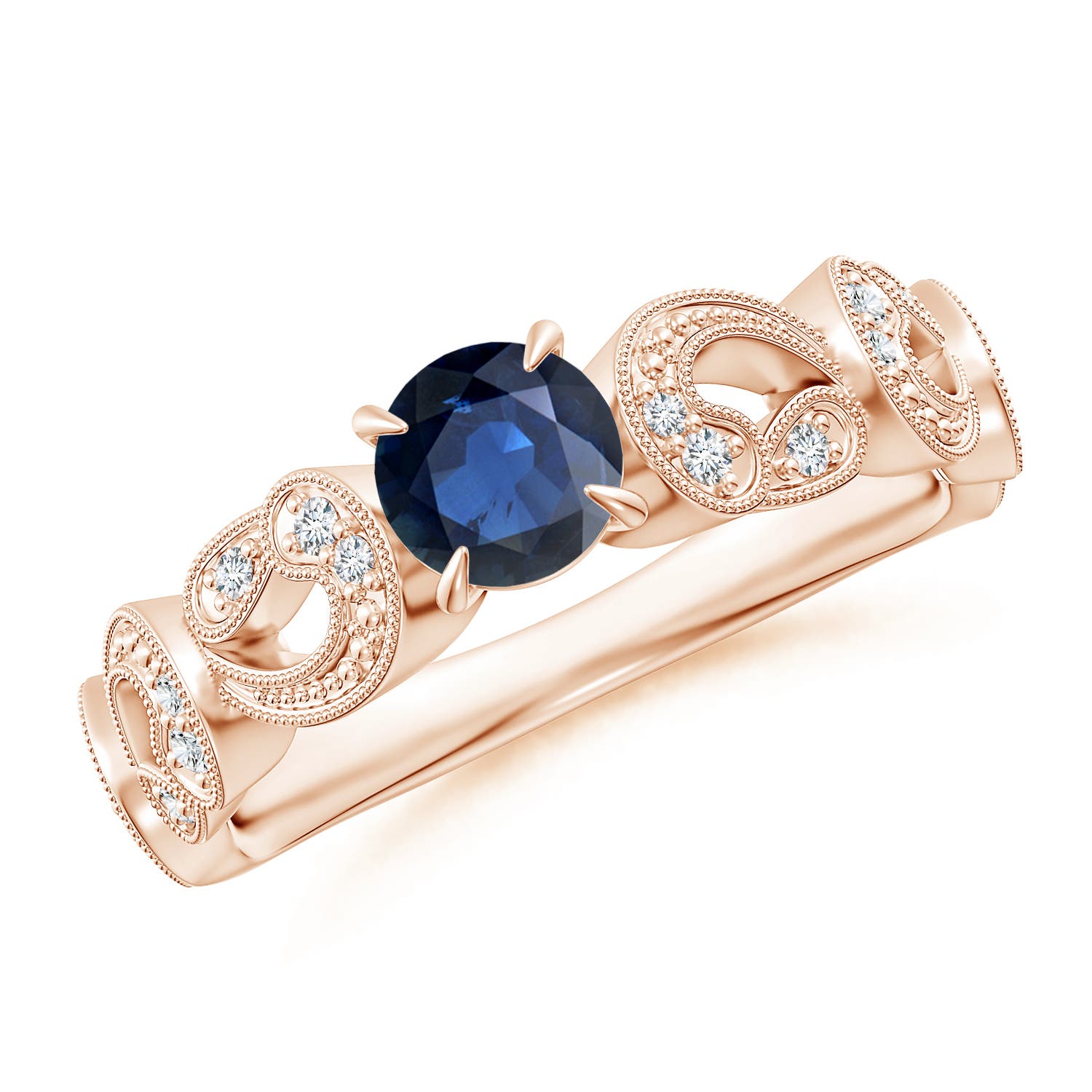 AA - Blue Sapphire / 0.71 CT / 14 KT Rose Gold