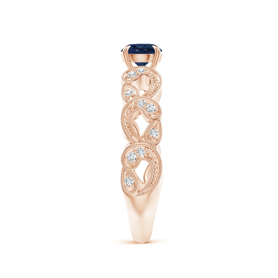 5mm AA Nature Inspired Blue Sapphire & Diamond Filigree Ring in Rose Gold product image