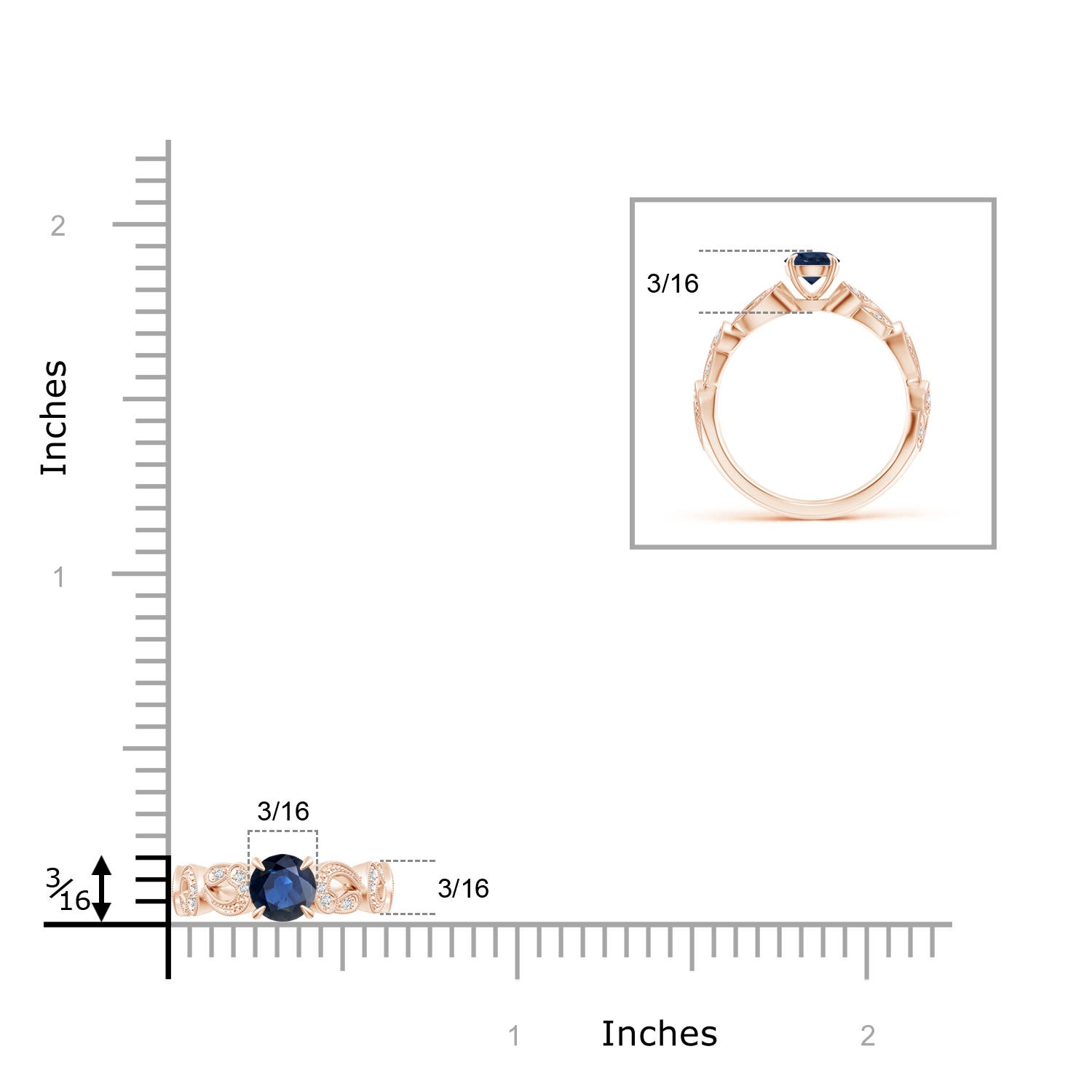 AA - Blue Sapphire / 0.71 CT / 14 KT Rose Gold