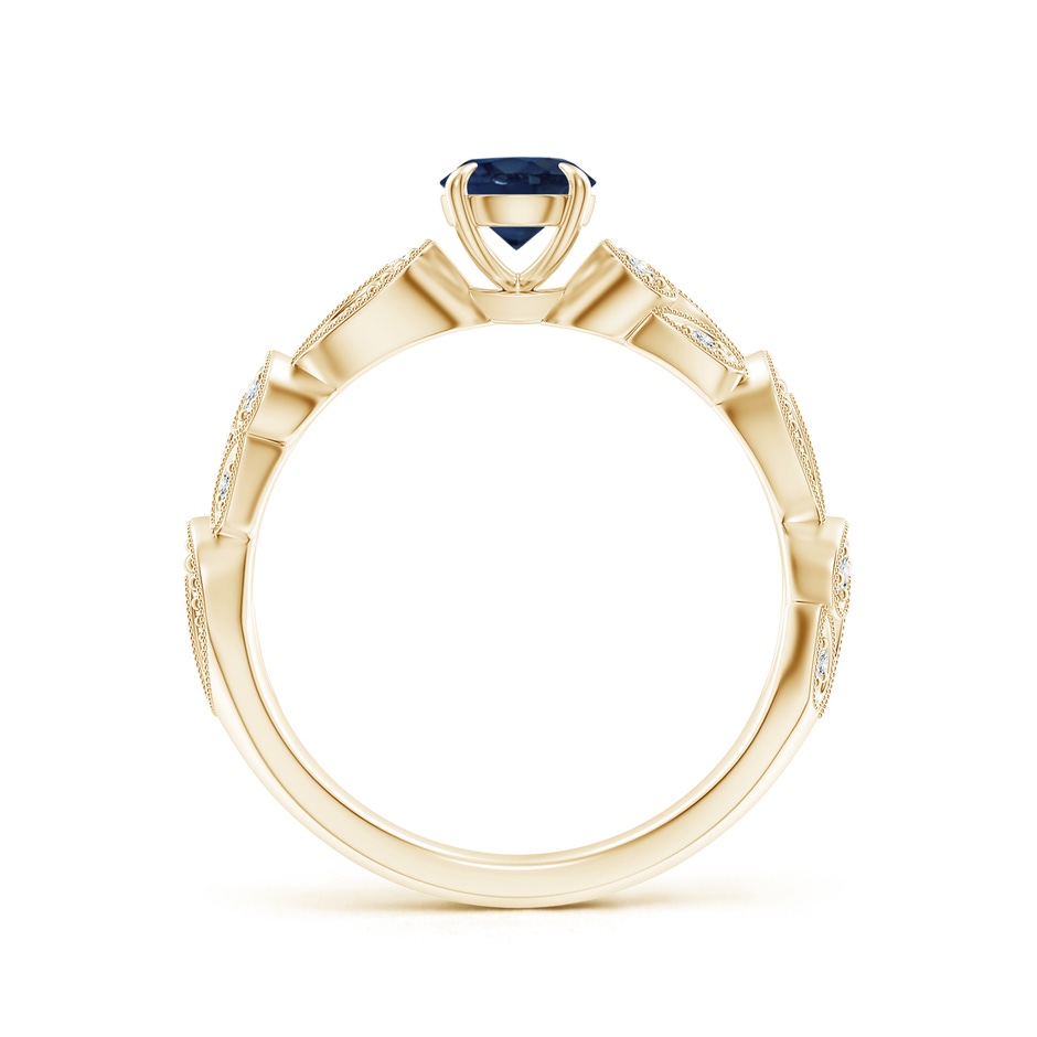 5mm AA Nature Inspired Blue Sapphire & Diamond Filigree Ring in Yellow Gold product image