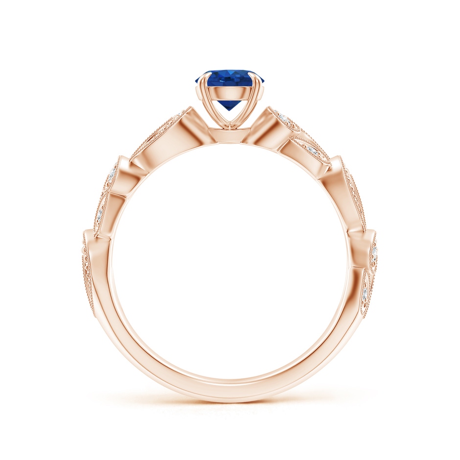 5mm AAA Nature Inspired Blue Sapphire & Diamond Filigree Ring in Rose Gold product image