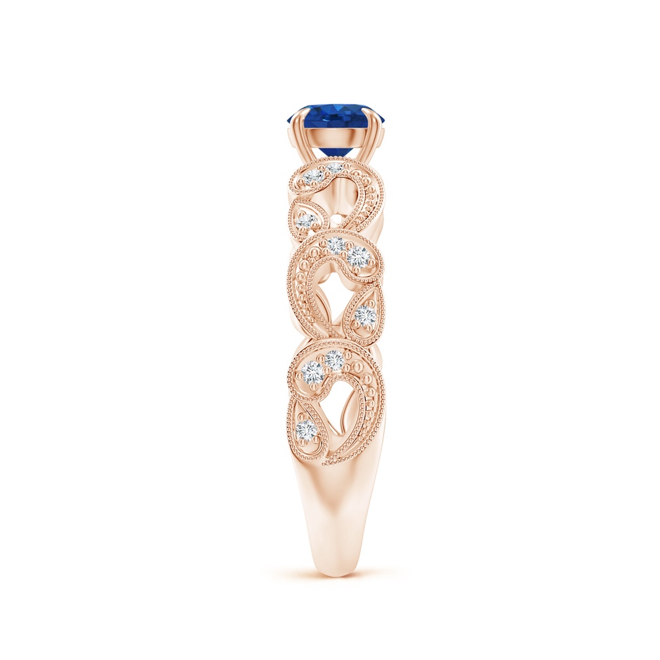 5mm AAA Nature Inspired Blue Sapphire & Diamond Filigree Ring in Rose Gold product image