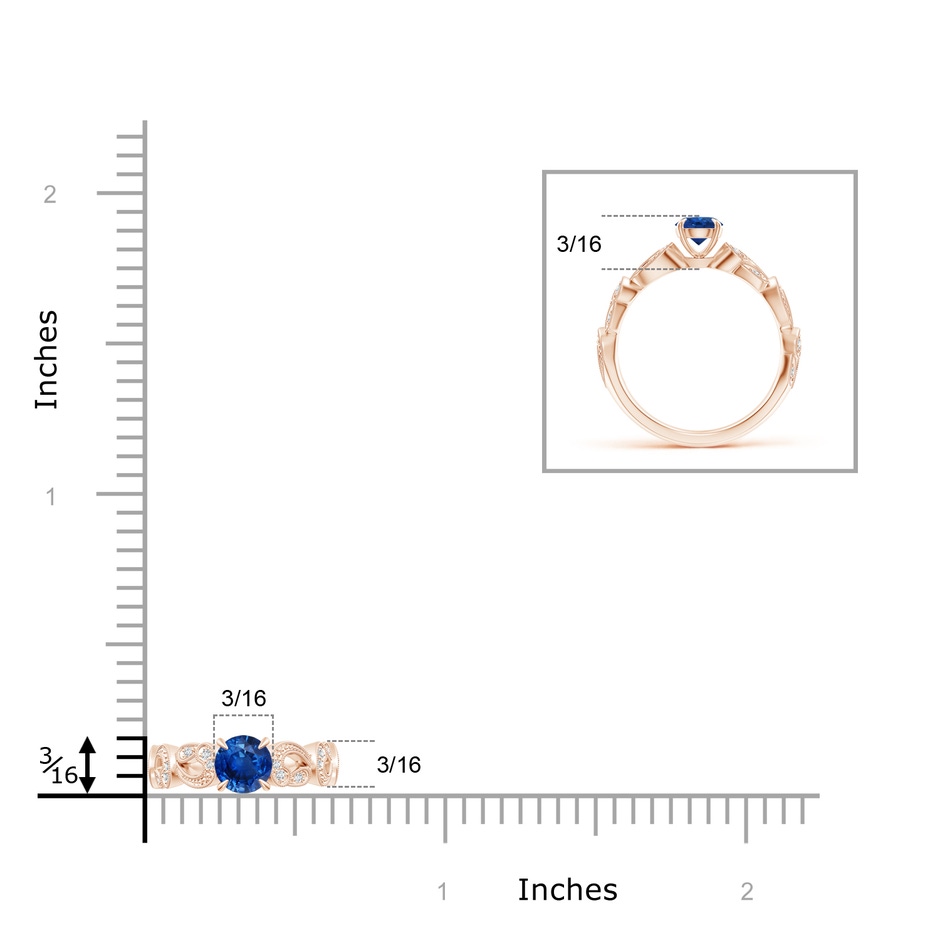 5mm AAA Nature Inspired Blue Sapphire & Diamond Filigree Ring in Rose Gold product image