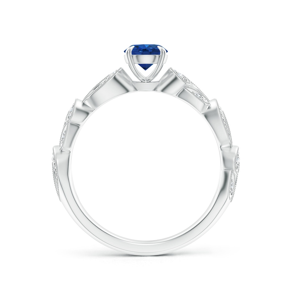 5mm AAA Nature Inspired Blue Sapphire & Diamond Filigree Ring in White Gold product image
