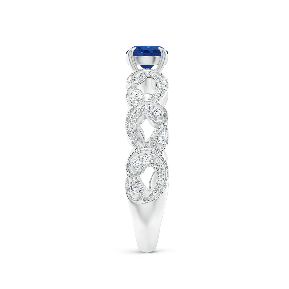 5mm AAA Nature Inspired Blue Sapphire & Diamond Filigree Ring in White Gold product image