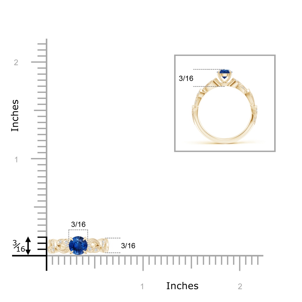 5mm AAA Nature Inspired Blue Sapphire & Diamond Filigree Ring in Yellow Gold Product Image